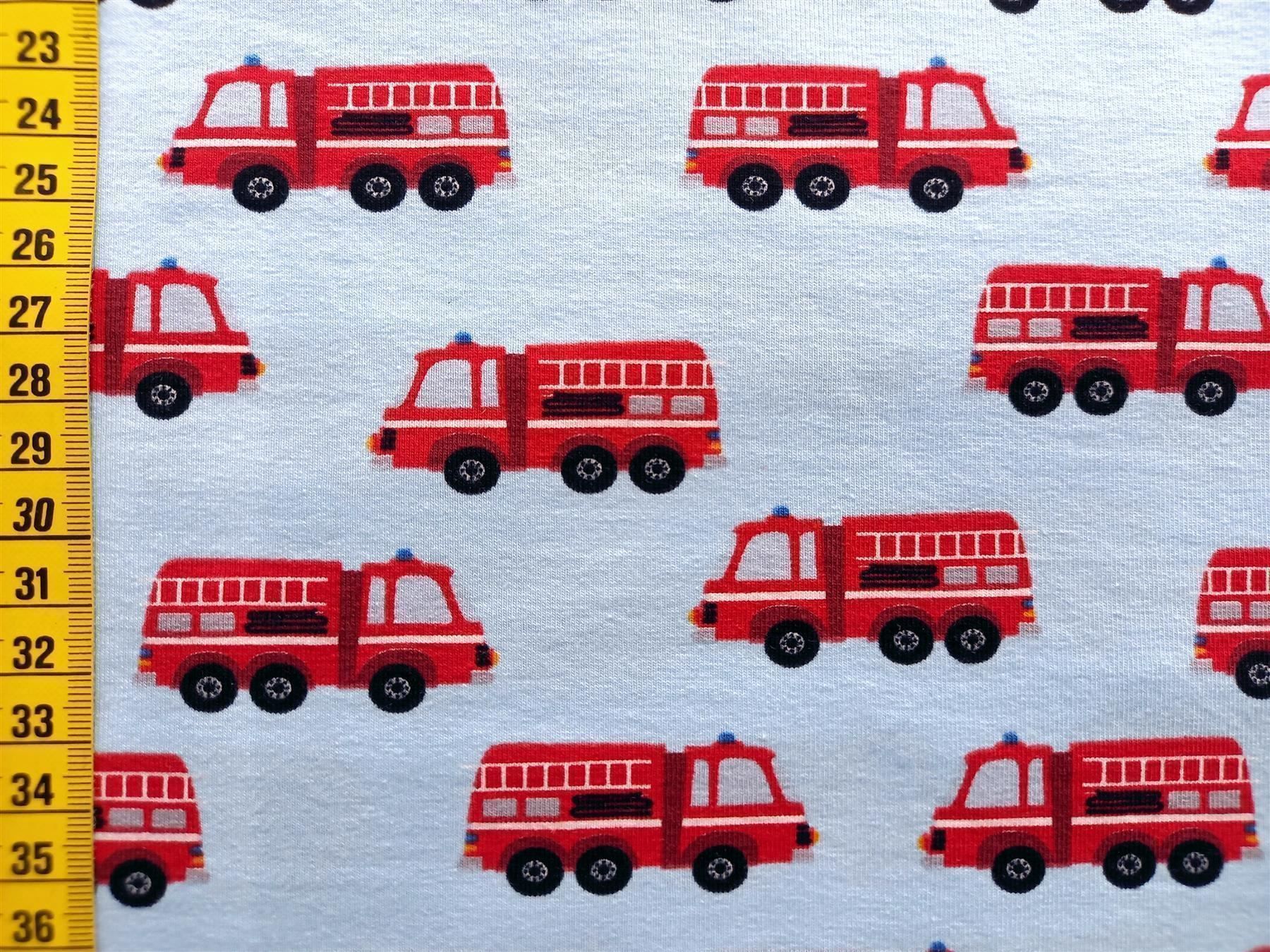 Tessuti: Jersey Feuerwehrauto hellblau – Nuovo e nell'imballaggio originale da Winterthur venduto da Kimbana