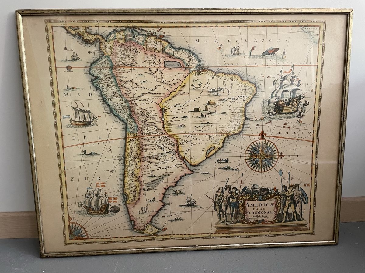 Cartine & Atlanti: Carte ancienne Amérique de Sud encadrée – Usato da Lamboing venduto da christopheO