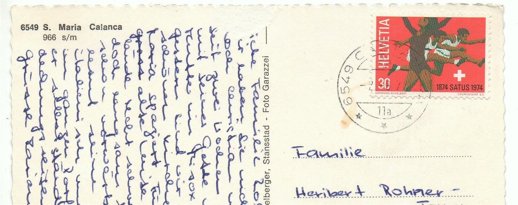 Cartoline postali: S. MARIA Calanca – Usato da Jona venduto da philajona 1