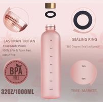 Wasserflasche 1L Kunststoff mit Zeitmarker ROSA BPA-frei!