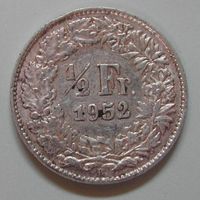 026 CH, 50 RAPPEN 1952 B, ABART, SILBER, ss