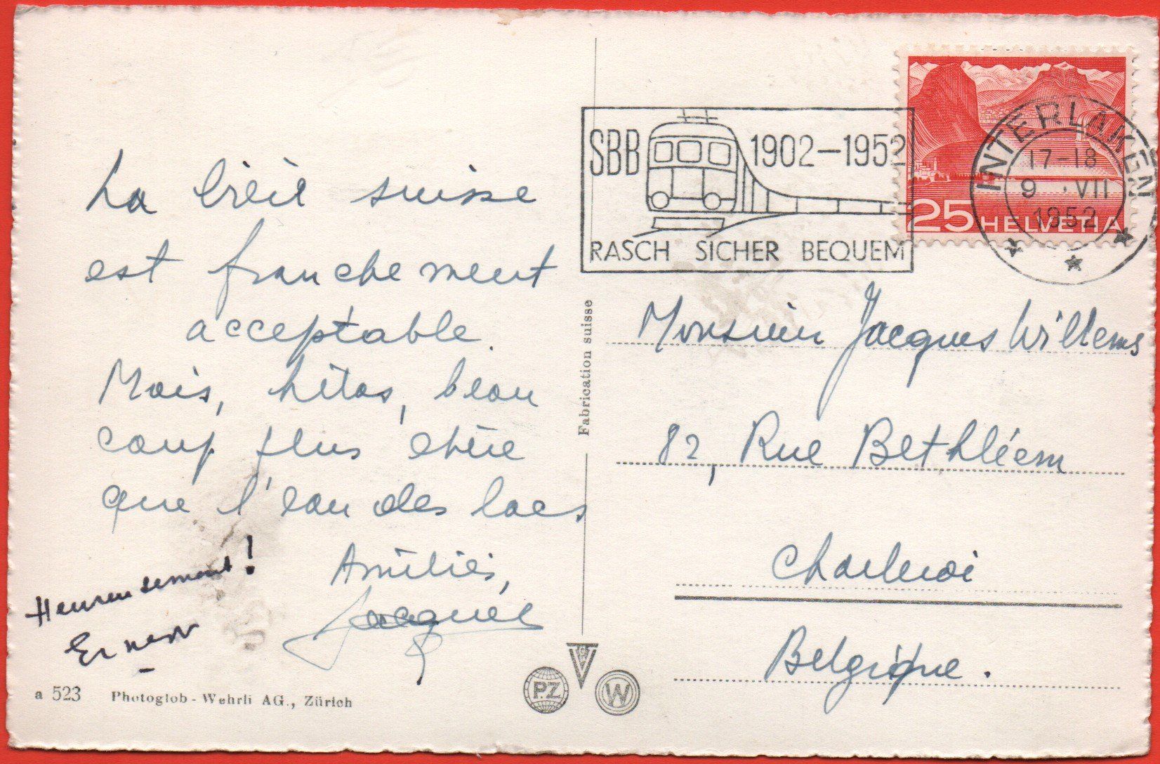 Cartoline postali: BEATENBUCHT Strassenbahn Postauto Dampfschiff Drahtseilbahn – Usato da Jona venduto da philajona 1