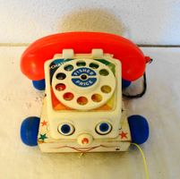 Fisher Price Chatter Telephone 747, Holz v.1961 Antik U.S.A.