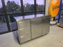 Edelstahl Arbeitstisch mit Schubladen 135x69x90 cm Rollbar