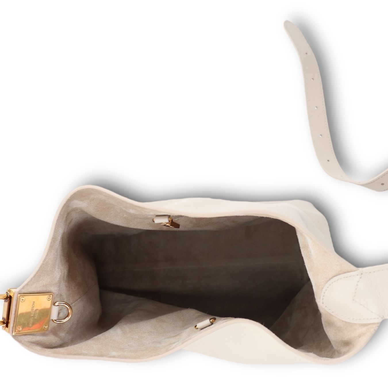 Louis Vuitton Borse da donna: Louis Vuitton Low Key Hobo MM Limestone – Usato da Binningen venduto da Designerlabels 4