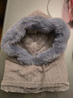 Warmer Winter Balaclava mit Kunstfell, Strick Grau Neu!