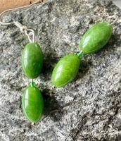 Nephrit Jade Ohrringe Silber 925 handgefertigtes Unikat Neu