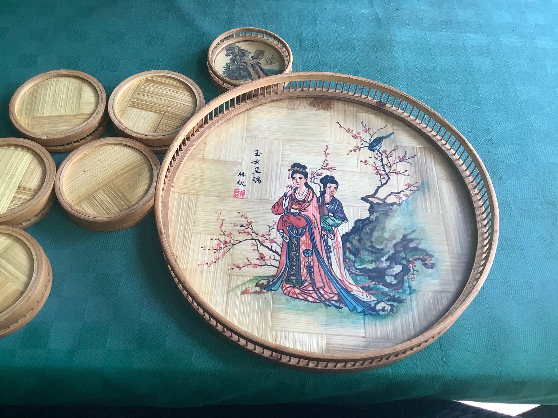 Sottobicchieri: CHIN. VINTAGE GLASUNTERSETZER SET 7 TEILIG – Usato da Adlikon b.Regensdorf venduto da Crystaldragon09 2