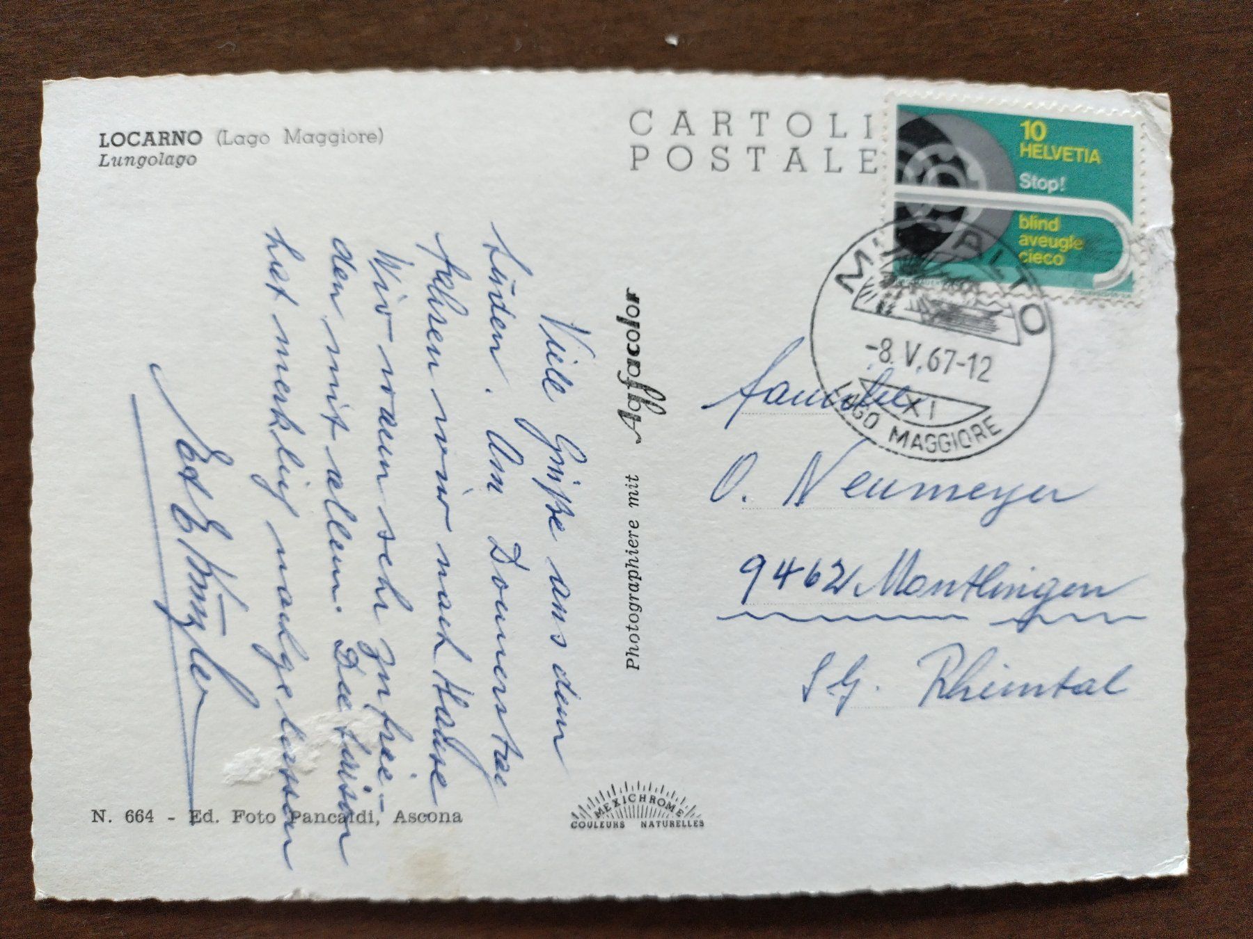 Ansichtskarten: Ansichtskarte Locarno    1967 – Gebraucht aus Wildhaus von huk_wd2j 1