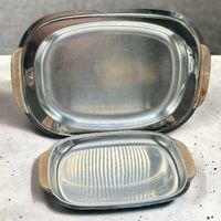 2 plateaux en acier inoxydable et de bois de rose LUNDTOFTE