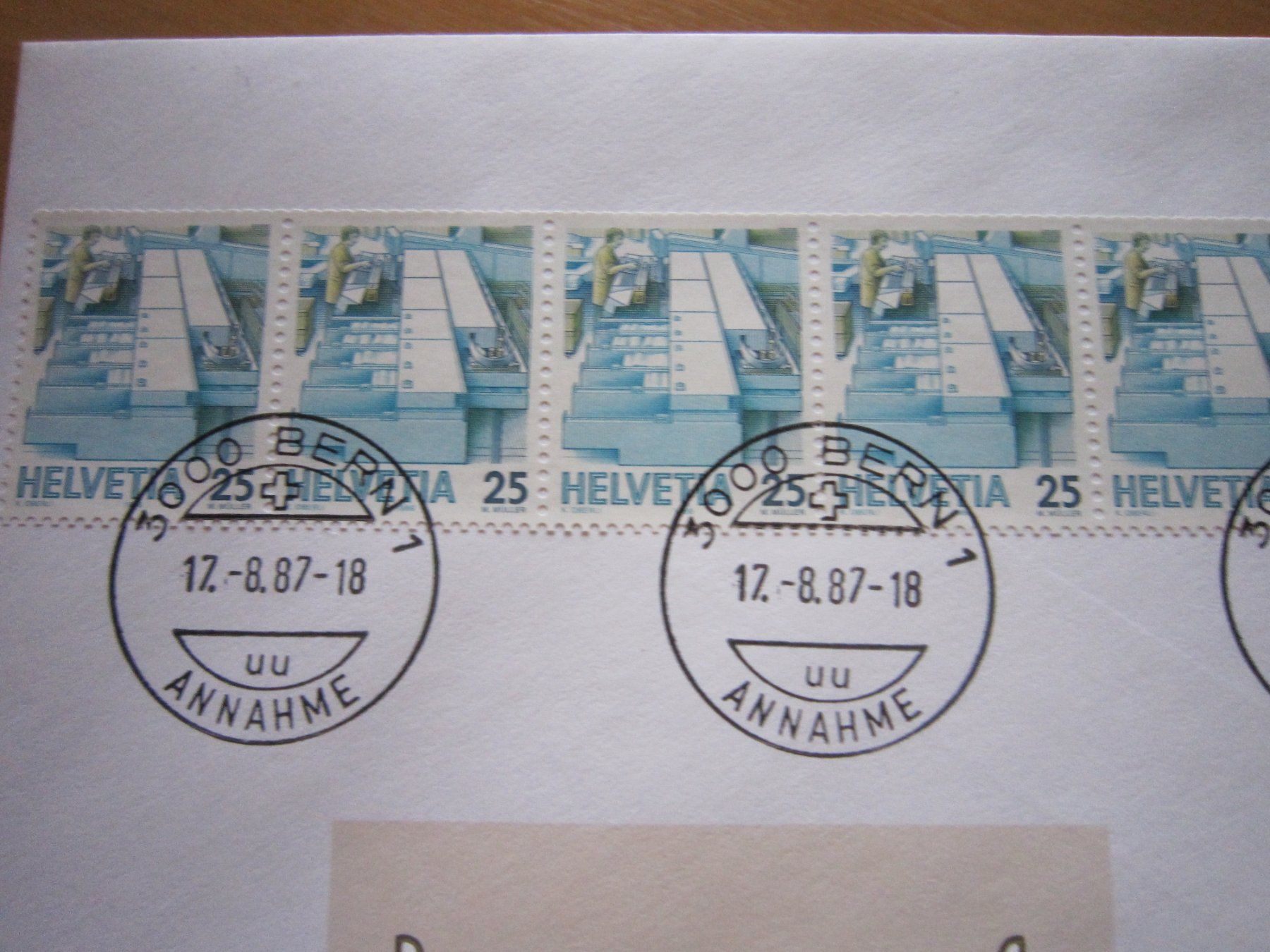 Alle Briefmarken: 1987 Rollenmarken auf Grossbrief – Gebraucht aus Giubiasco von sal_9j6w 1