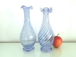 2 Vase Glas Vintage Swirl Pasabahce Cobalt