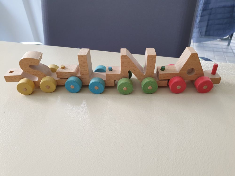 Buchstabenzug Grundschule Personalisiertes Holz-Alphabet Zug – Bunte Buchstaben Zum Namenbasteln Für Kinder Lokomotive Spielzeug