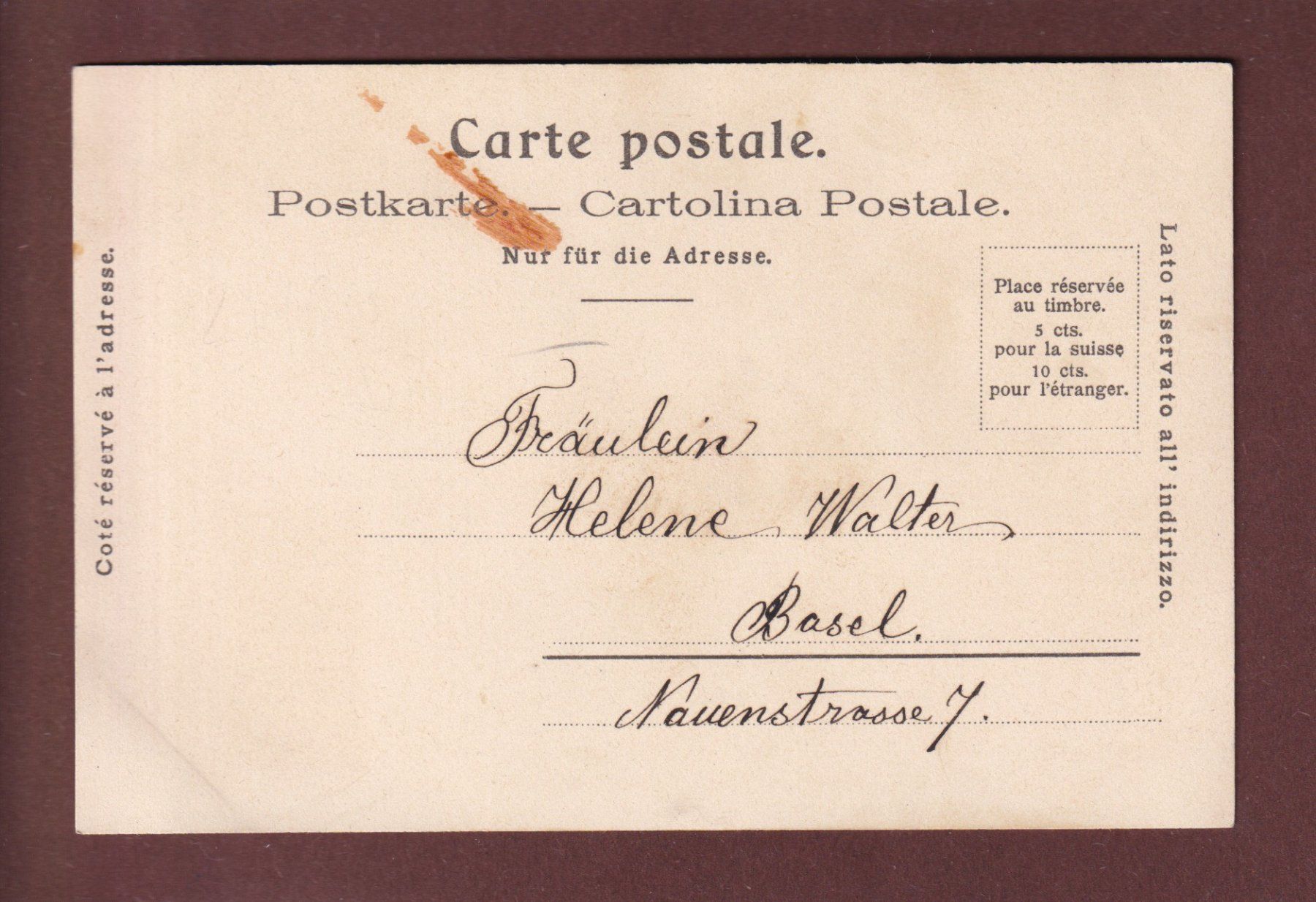 Cartoline postali: Souvenir de BÂLE - Chocolat Suchard - 1901 – Usato da Pully venduto da nicecards 1