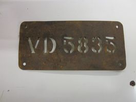 Antik Vélonummer Plaque Vélo Fahrrad VD Oldtimer