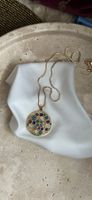 Collier doré avec pendentif rond multicolore ✨Neuf!
