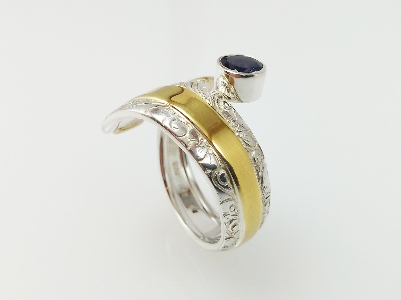 Anelli: Silberring teilvergoldet mit Iolith – Nuovo e nell'imballaggio originale da Meilen venduto da Byrd-bijoux 2