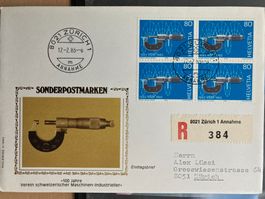 CH 1983 R-FDC Maschinen-Industrielle 4er-Block Ortsstempel