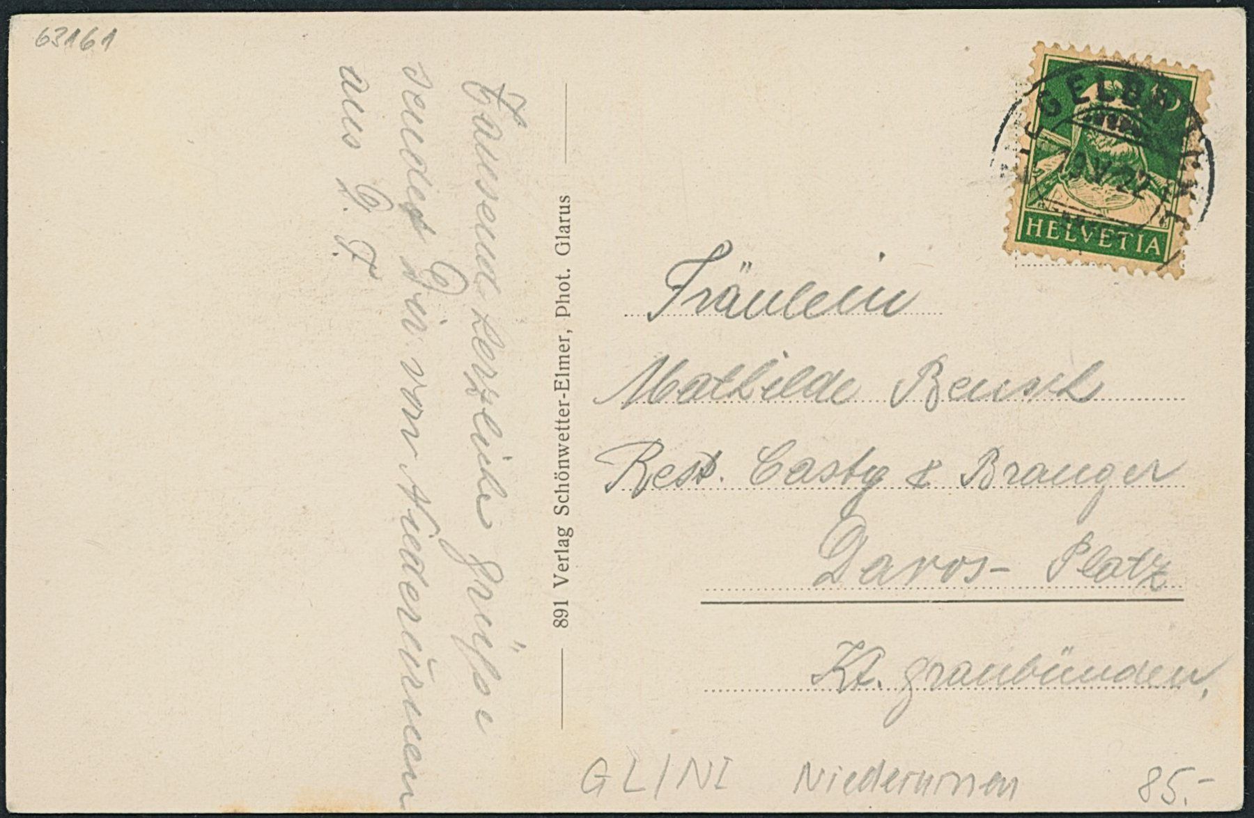 Cartoline postali: GL Niederurnen – Usato da Schindellegi venduto da leecollect 1