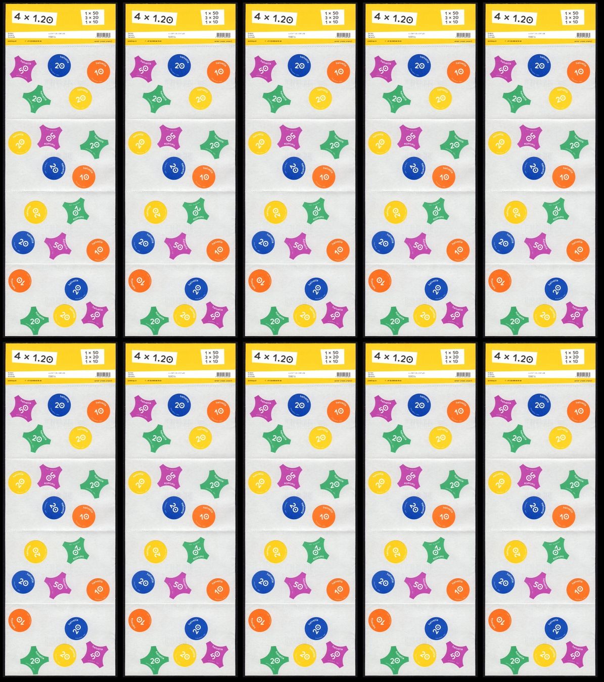 Tutti i francobolli: 10 Spezialbogen Konfetti - 4 x 1.20** – Nuovo (secondo la descrizione) da Dottikon venduto da haeusibuh5