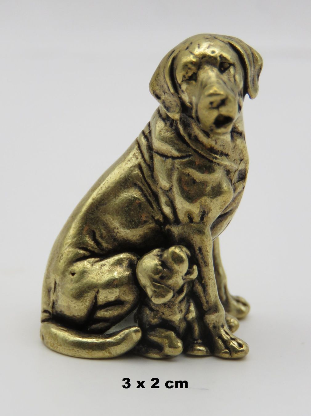 Statuette: LABRADOR mit WELPE - Messing Figur - Dekoration - 3x2cm – Nuovo e nell'imballaggio originale da Grenchen venduto da Yamahwildstar16