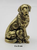 LABRADOR mit WELPE - Messing Figur - Dekoration - 3x2cm