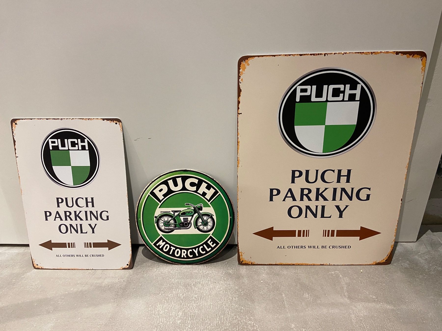 Puch Schilder: PUCH Vintage Blechtafel Metallic Set / NEU – Neu und originalverpackt aus Seon von Aaargauer01 2