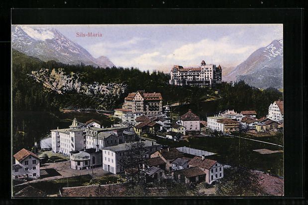 Cartoline postali: Sils-Maria, Totalansicht des Ortes mit H – Usato da Berlin venduto da bartko-reher
