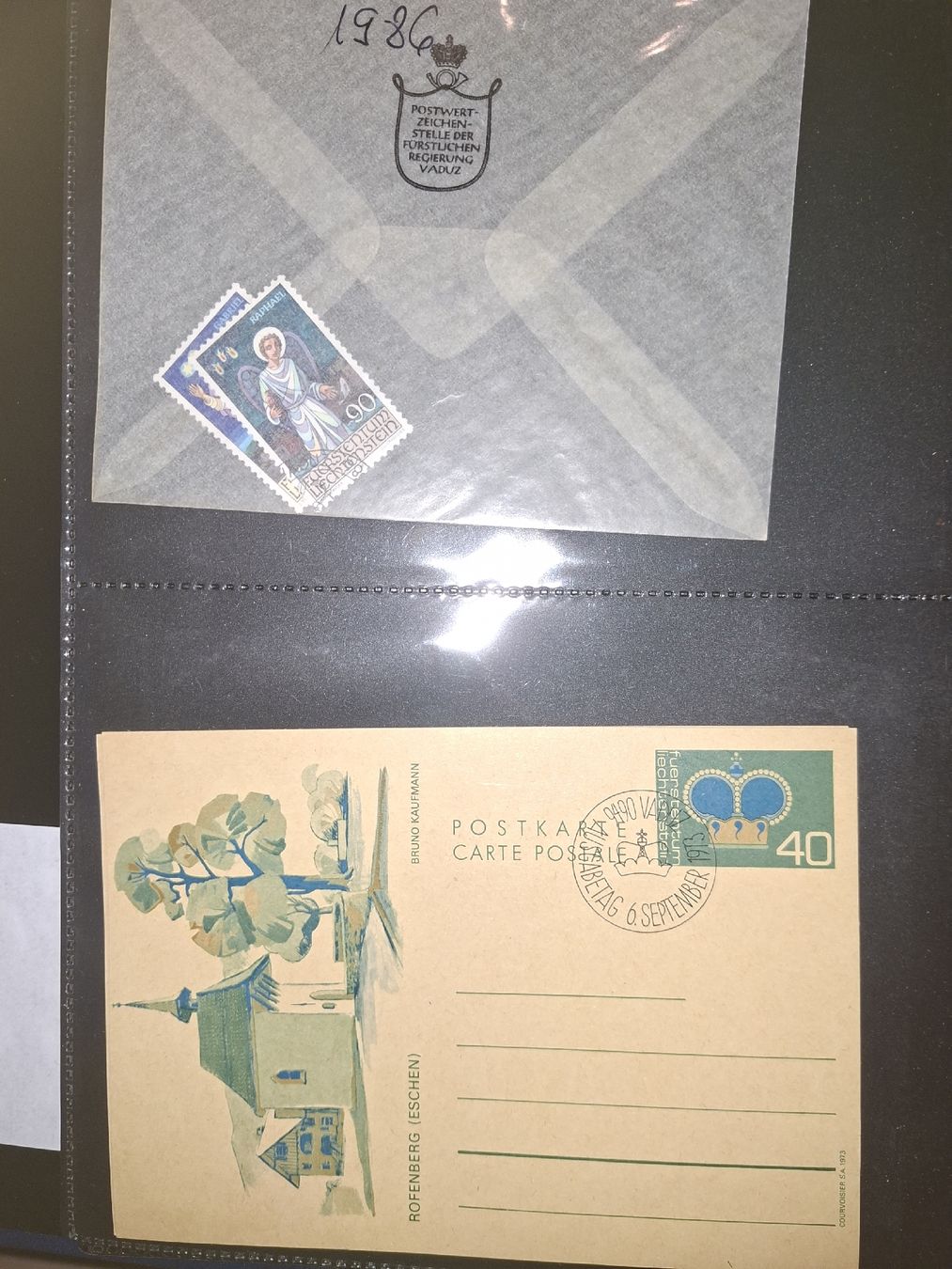 Tutti i francobolli: Briefmarkensammlung Liechtenstein Div. Marken / Briefe  – Usato da Balgach venduto da SIMEON27 5