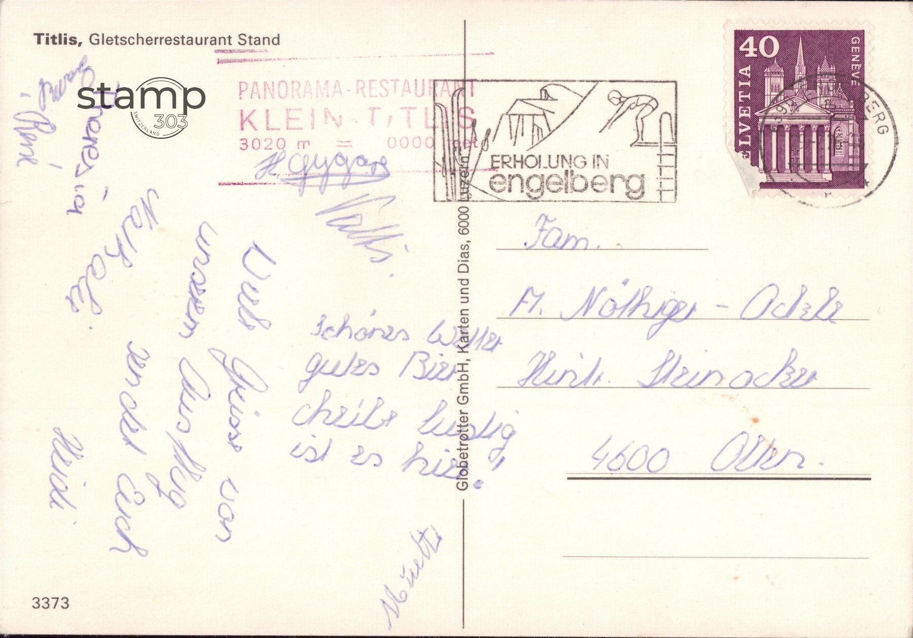 Ansichtskarten: AK Engelberg - Titlis - Gletscherrestaurant Stand – Gebraucht aus Eggersriet von stamp303 1