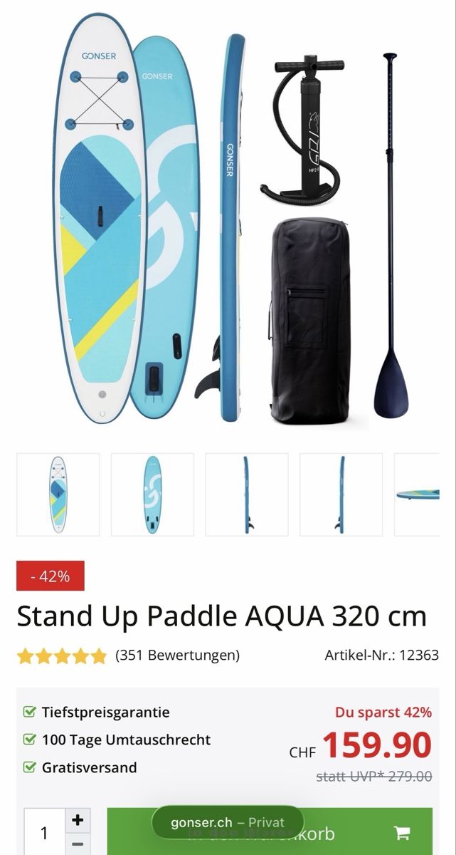 Tavole da surf e di nuoto: Stand Up Paddle 320 cm neu – Nuovo (secondo la descrizione) da Biel/Bienne venduto da Monroe222