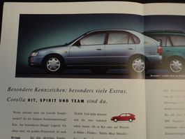 Prospekt Toyota Corolla Sondermodelle 1995 Hit Spirit Team
