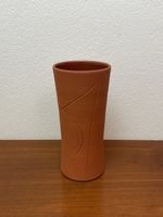 Vintage Terracotta Vase abstrakter Dekor Keramik Blumenvase