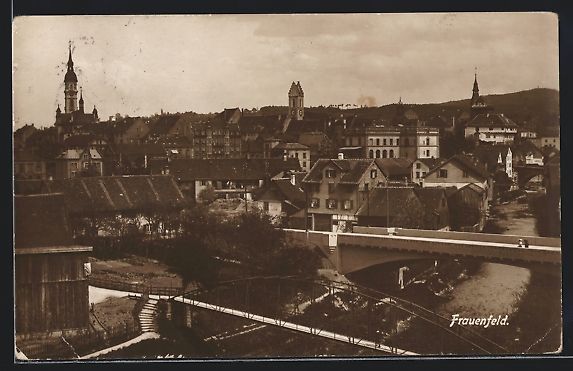 Cartoline postali: Frauenfeld, Teilansicht mit Brücken aus – Usato da Berlin venduto da bartko-reher