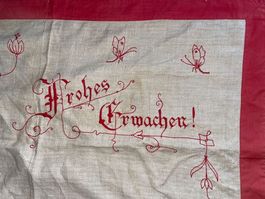 Frohes erwachen Tuch Leinen Vorhänge Tuch roter rand 55