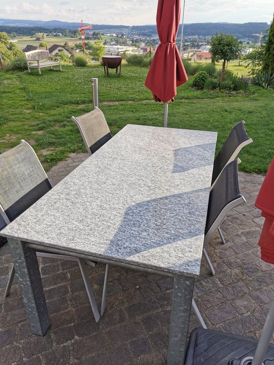 schöner Gartentisch mit Granitplatte Kaufen auf Ricardo