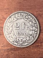 Schweizer Münze 2 Franken 1920 Helvetia Silberlegierung
