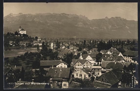 Cartoline postali: AK Buchs /SG, Teilansicht mit Werdenberg – Usato da Berlin venduto da bartko-reher