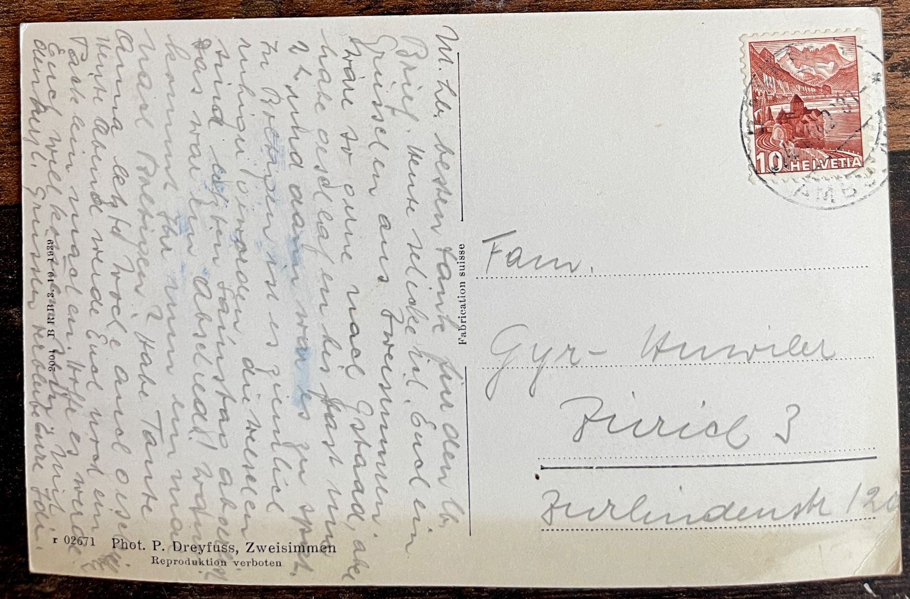Cartoline postali: ZWEISIMMEN - 1942 – Usato da Lutry venduto da Ediego 1
