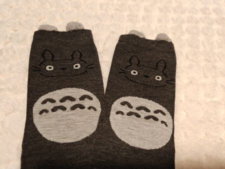 Totoro kawaii dark grey socks new 