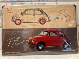 Blechschild Fiat 500 rot 1957 NEU/OVP 30x20 cm