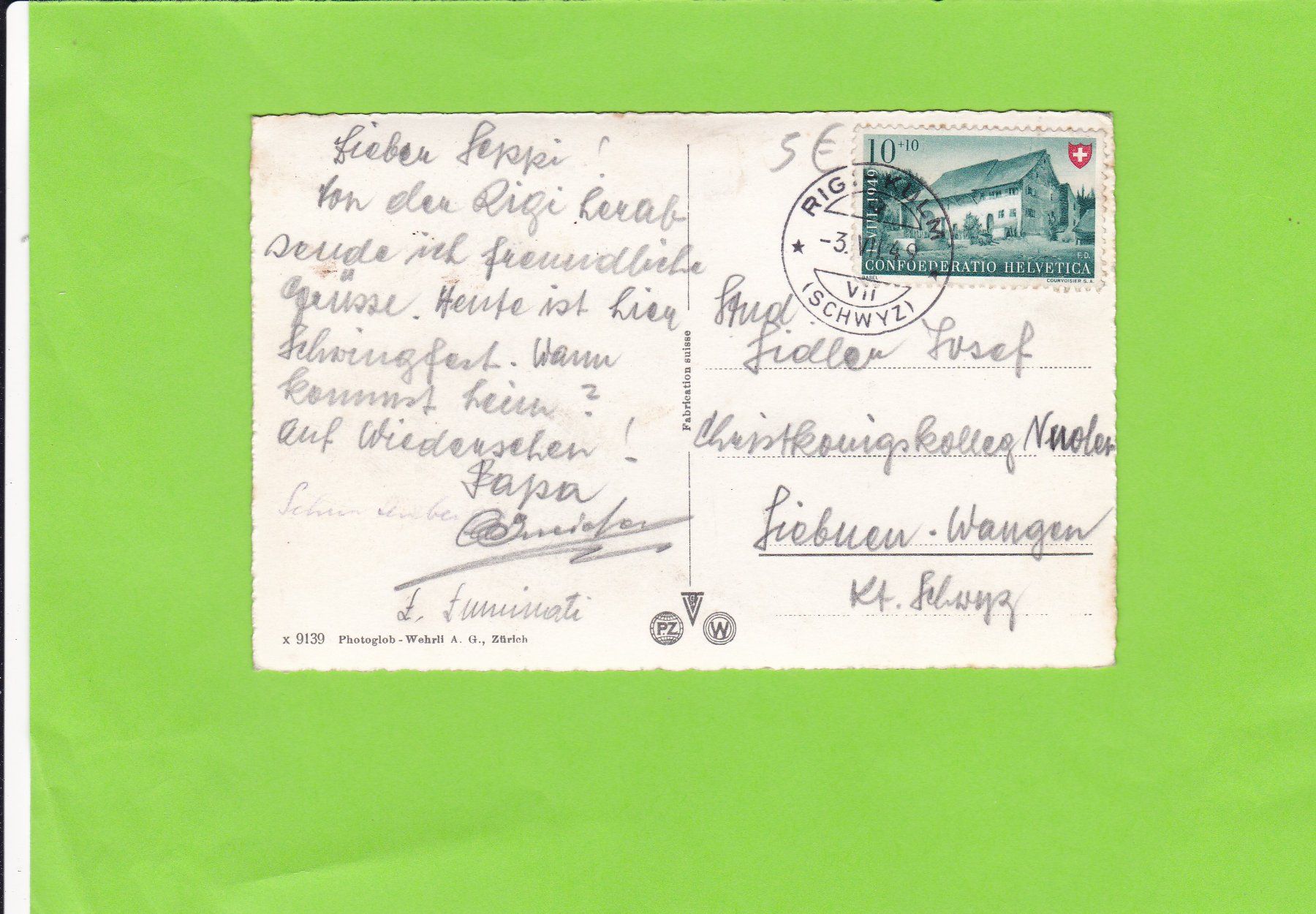Cartoline postali: Alphornbläser-Rigi-Hotels – Usato da St. Peterzell venduto da neckertal 1