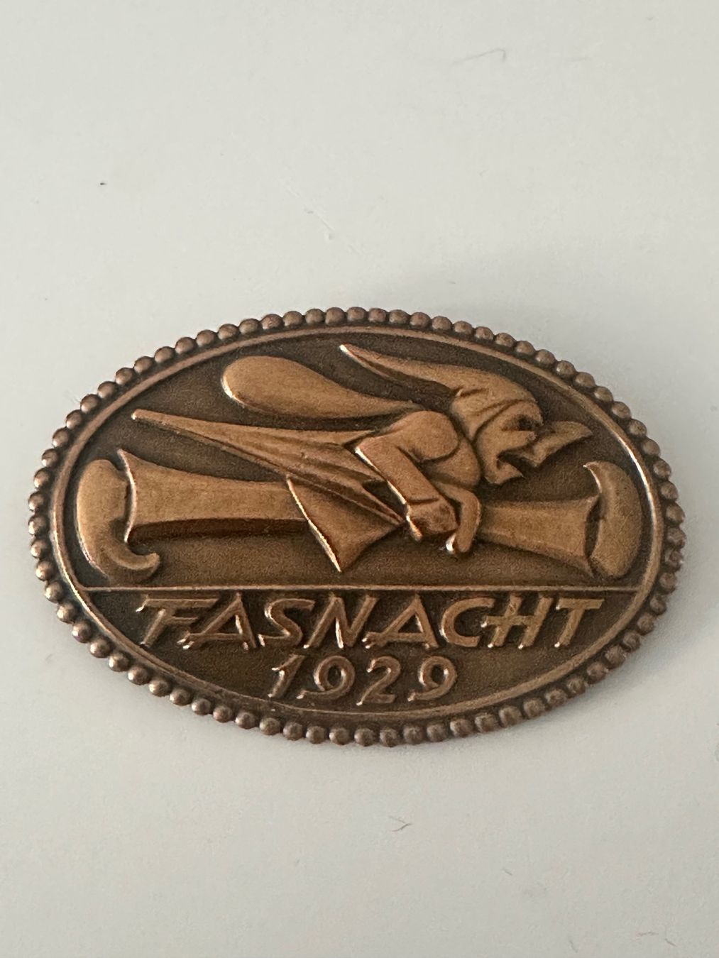 Basler Placchette & Badge: Fasnacht Basel 1929 Messing ? Abbart ? Probe ? – Usato da Basel venduto da fasnachtsoutlet1965