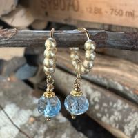 Creolen «BUBBLE»  ice-mattiert, mit Aquamarin