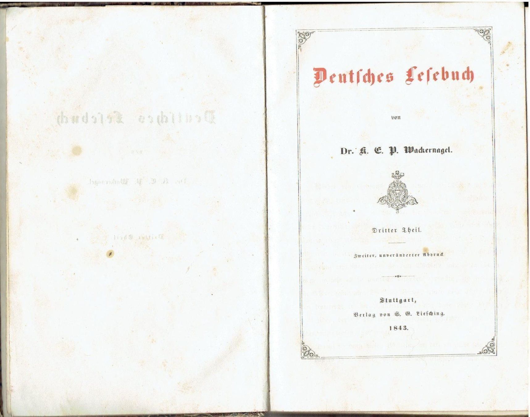 Libri: Deutsches Lesebuch, 1843 – Usato da Flims - Dorf venduto da Stagediver