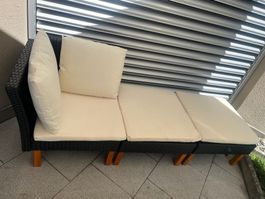 Gartensitzgruppe Polyrattan 3-teilig schwarz/beige, fast neu