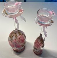 Romantische Deko-Glas-Kerzenständer, 2er Set