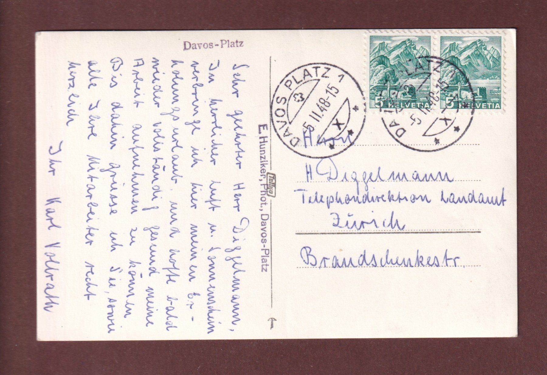 Ansichtskarten: DAVOS-PLATZ - 1948 – Gebraucht aus Pully von nicecards-shop 1