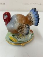 Porzellanfigur Truthahn-Schatulle Handbemalt Limoges France
