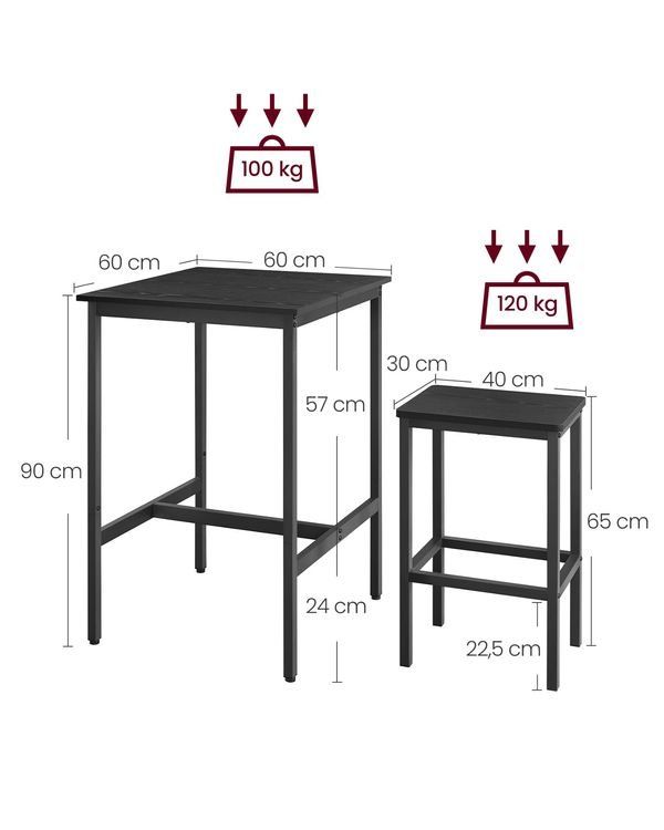 Tavoli: Bartisch Set Tisch 60x60 mit 2 Stühlen SARAH – Nuovo e nell'imballaggio originale da Lachen SZ venduto da MAMORU-MOEBEL 3